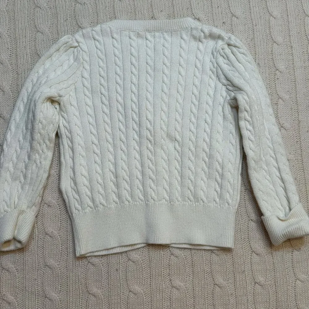 Ralph Lauren Cable Knit Cardigan sz 18 M Cream Sweater